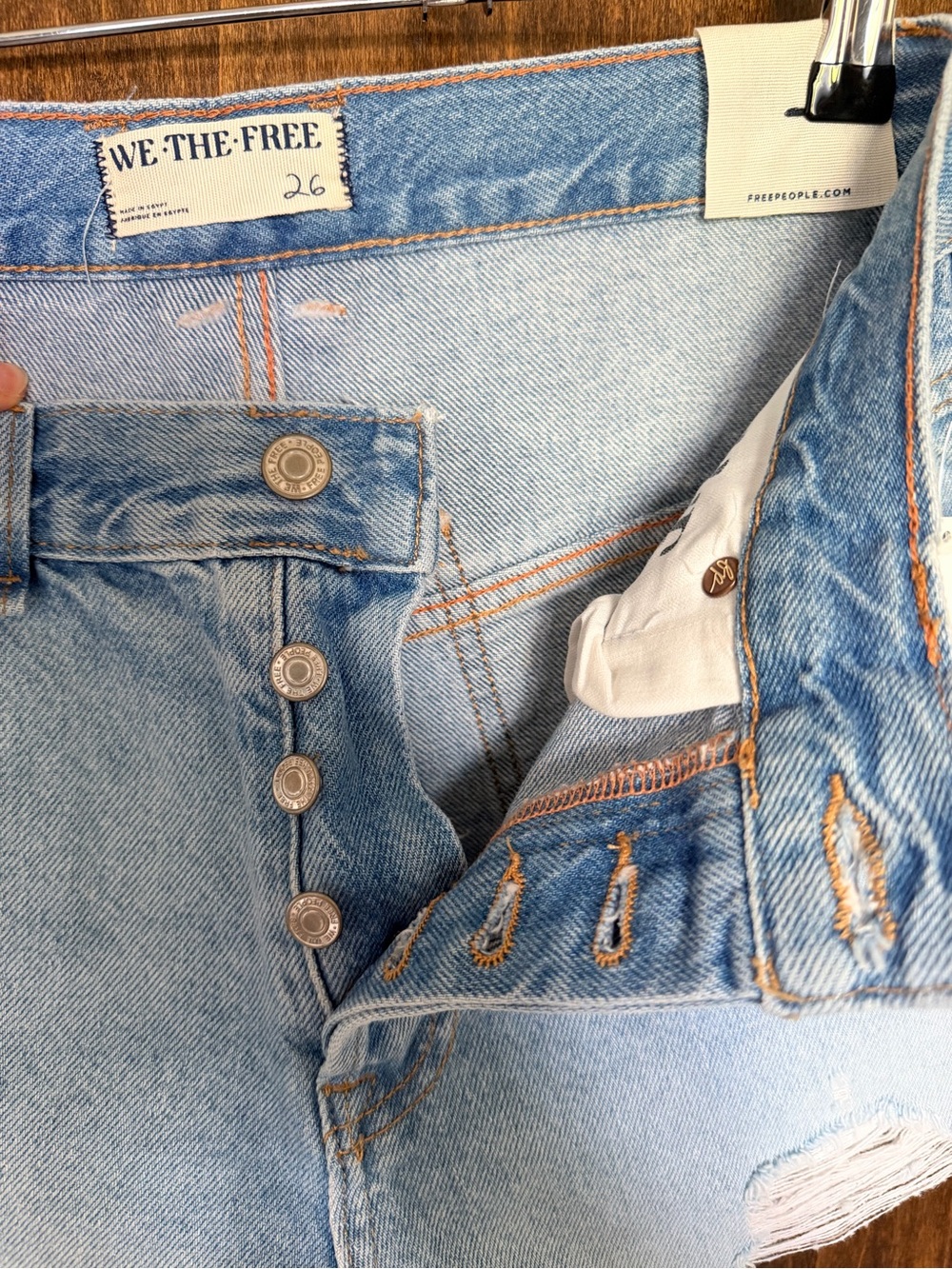 We The Free Light Blue Distressed Denim Cutoff Shorts - Picture 4 of 8